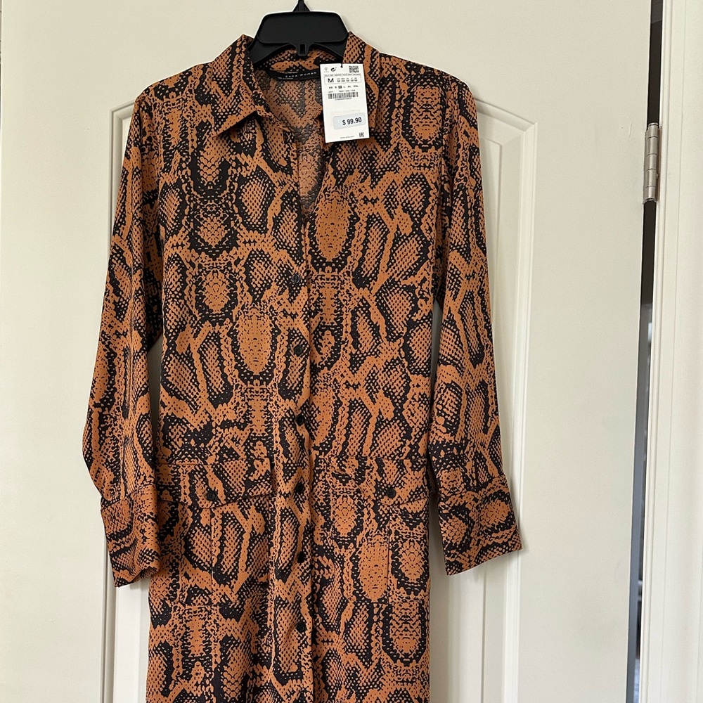 Zara snakeskin trench coat with belt